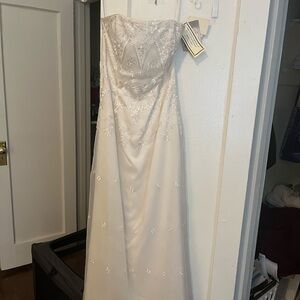 Jessica McClintock Cream Satin Dress, Vintage Classic, by Gunne Sax